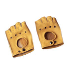 Elegant Men Leather Fingerless Gloves Yellow Cool Stylish Design Comfortable Gloves For Men Stevvex