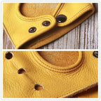 Elegant Men Leather Fingerless Gloves Yellow Cool Stylish Design Comfortable Gloves For Men Stevvex