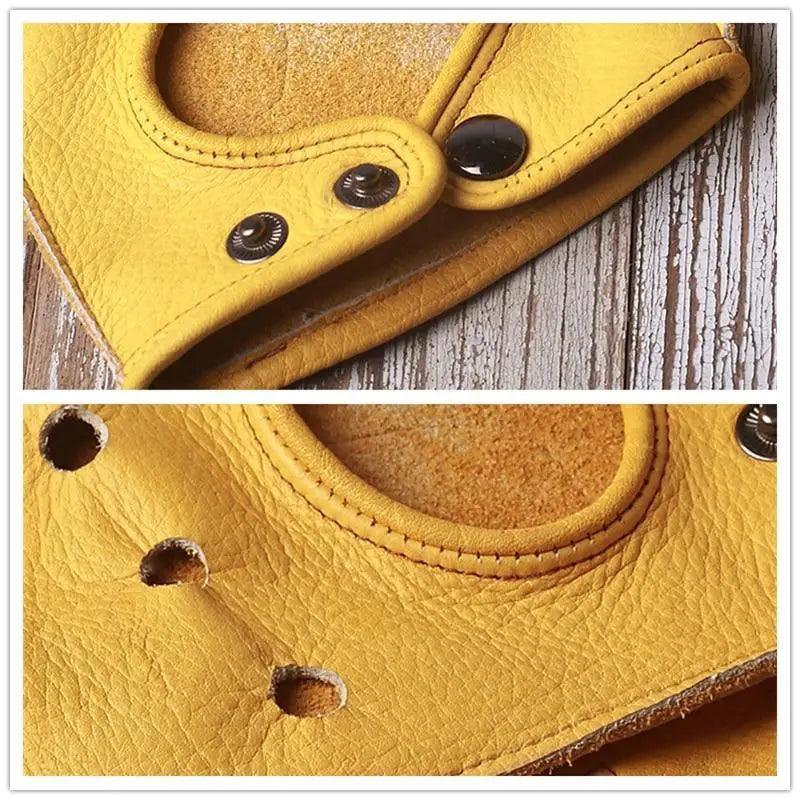 Elegant Men Leather Fingerless Gloves Yellow Cool Stylish Design Comfortable Gloves For Men Stevvex