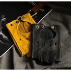 Elegant Men Leather Fingerless Gloves Yellow Cool Stylish Design Comfortable Gloves For Men Stevvex