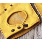 Elegant Men Leather Fingerless Gloves Yellow Cool Stylish Design Comfortable Gloves For Men Stevvex