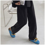 Elegant Metal Chain Design Women Slipper Closed Toe Slip On Shoes Round Toe Low Heels Casual Slides Shoes Flats Loafer Gold Chain Casual Shoes Slip On Women's Slide Sandals Slipers Stevvex