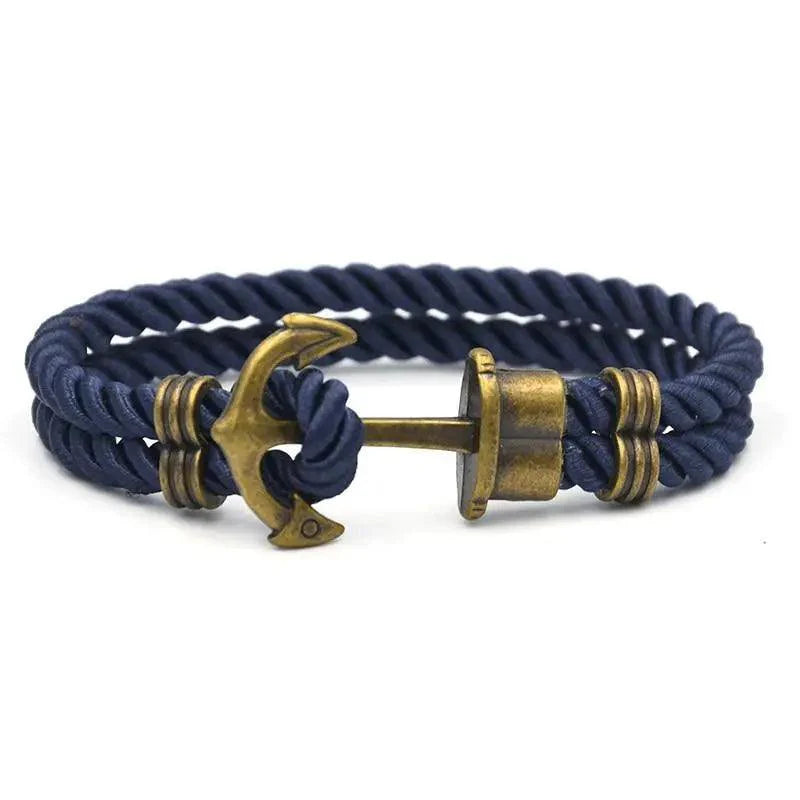 Elegant Modern Handmade Stainless Steel Men Anchor Bracelet made of Nylon in Navy Blue Color For Man - SJB-DIAMOND ELITES