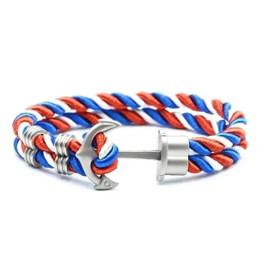 Elegant Modern Handmade Stainless Steel Men Anchor Bracelet made of Nylon in Navy Blue Color For Man - SJB-DIAMOND ELITES