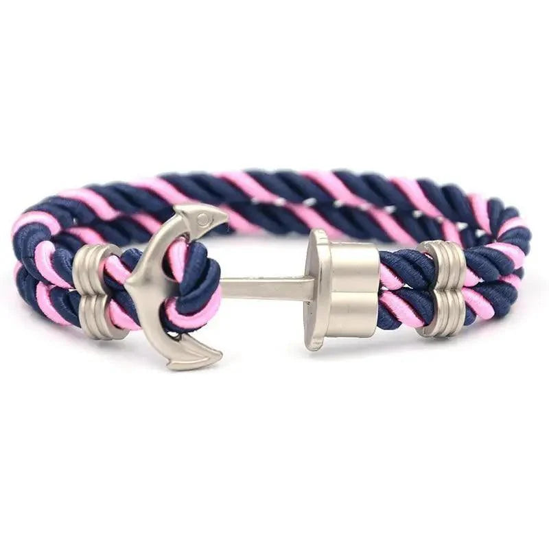 Elegant Modern Handmade Stainless Steel Men Anchor Bracelet made of Nylon in Navy Blue Color For Man - SJB-DIAMOND ELITES