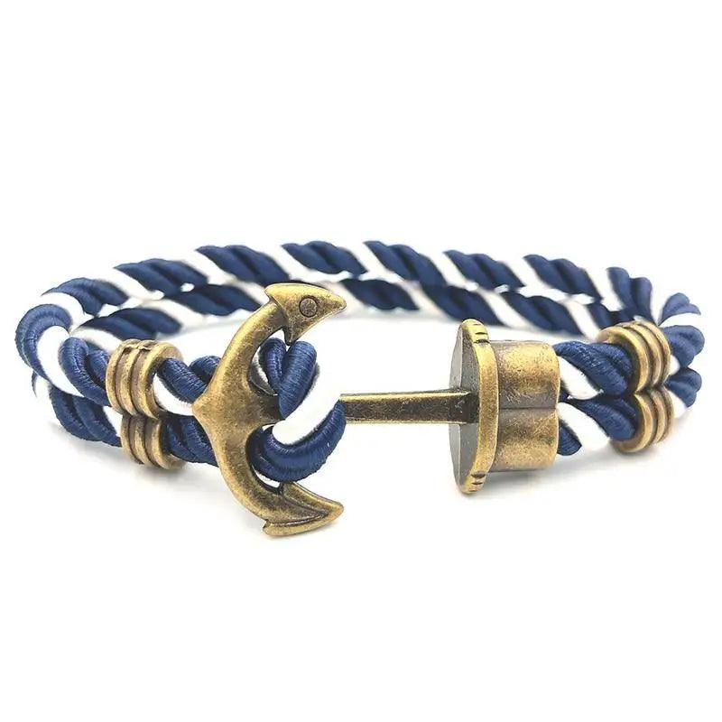 Elegant Modern Handmade Stainless Steel Men Anchor Bracelet made of Nylon in Navy Blue Color For Man - SJB-DIAMOND ELITES
