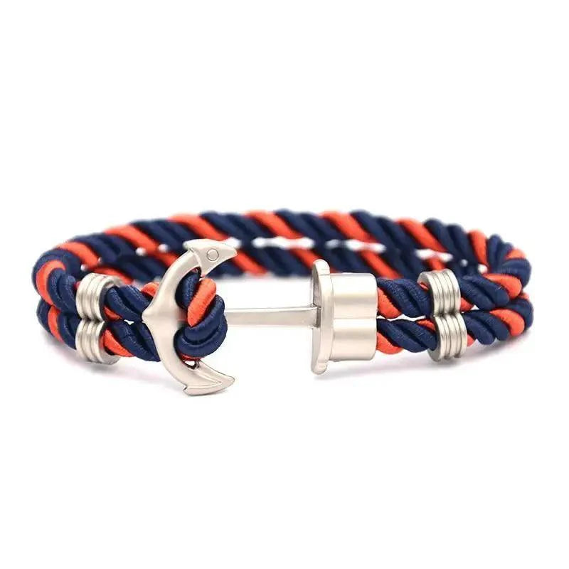 Elegant Modern Handmade Stainless Steel Men Anchor Bracelet made of Nylon in Navy Blue Color For Man - SJB-DIAMOND ELITES
