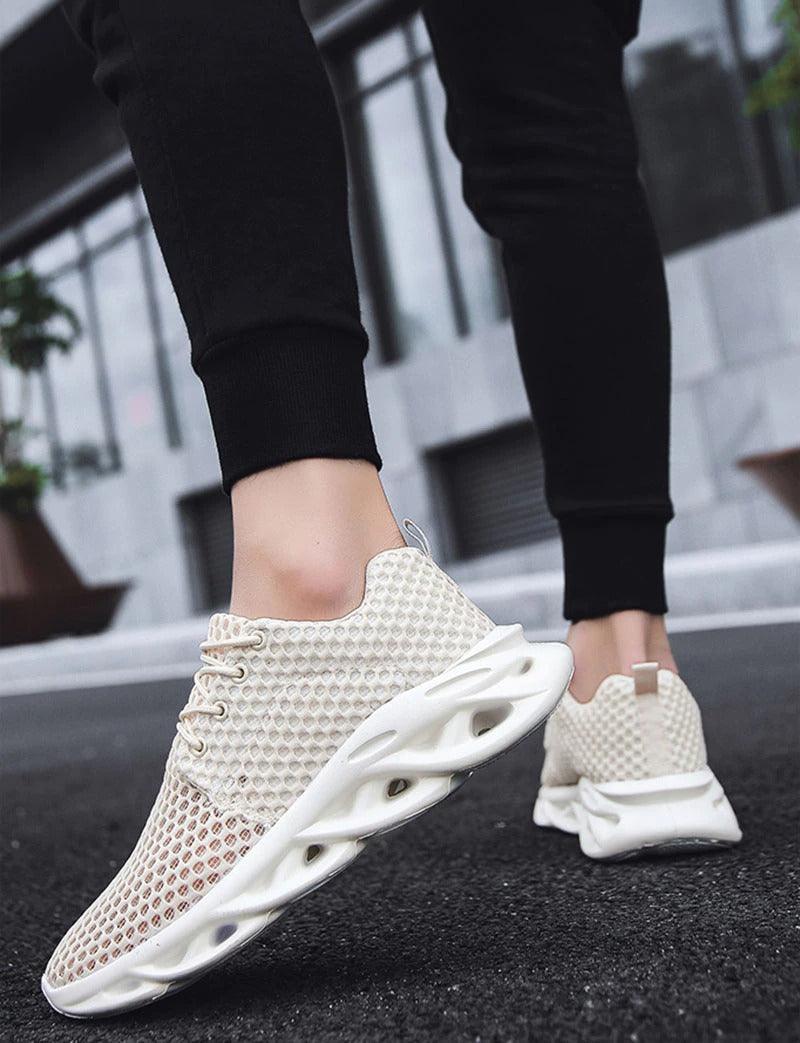 Elegant Modern Mens Sneakers Platform Shoes White Trainers Casual Breathable Mesh Men Women Running Shoes Breathable Walking Sneakers Lightweight Athletic Tennis Casual Sport Sneakers Stevvex