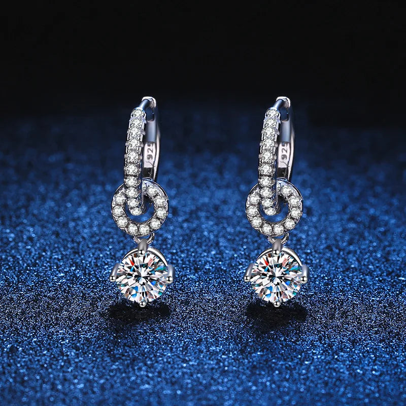 Moissanite 925 Sterling Silver Diamond Drop Earrings For Women Wedding Party BandsCo Straps