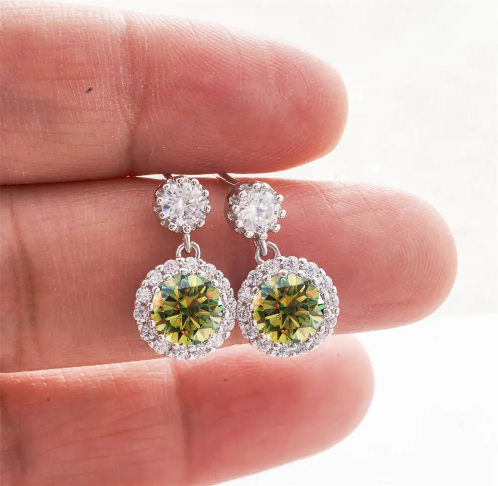1CT 2Pcs D-Color Moissanite Drop Earrings 925 Sterling Silver With Certificate BandsCo Straps
