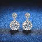 1CT 2Pcs D-Color Moissanite Drop Earrings 925 Sterling Silver With Certificate BandsCo Straps