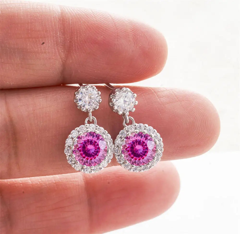 1CT 2Pcs D-Color Moissanite Drop Earrings 925 Sterling Silver With Certificate BandsCo Straps