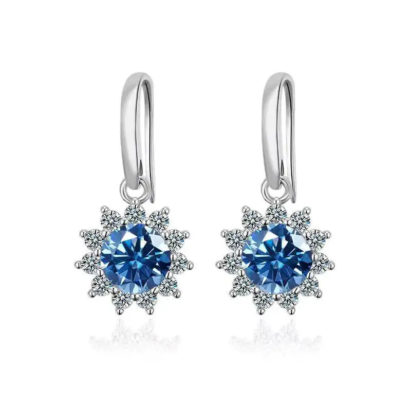 1CT Moissanite Drop Earrings 925 Sterling Silver Colorful Green Blue Pink BandsCo Straps