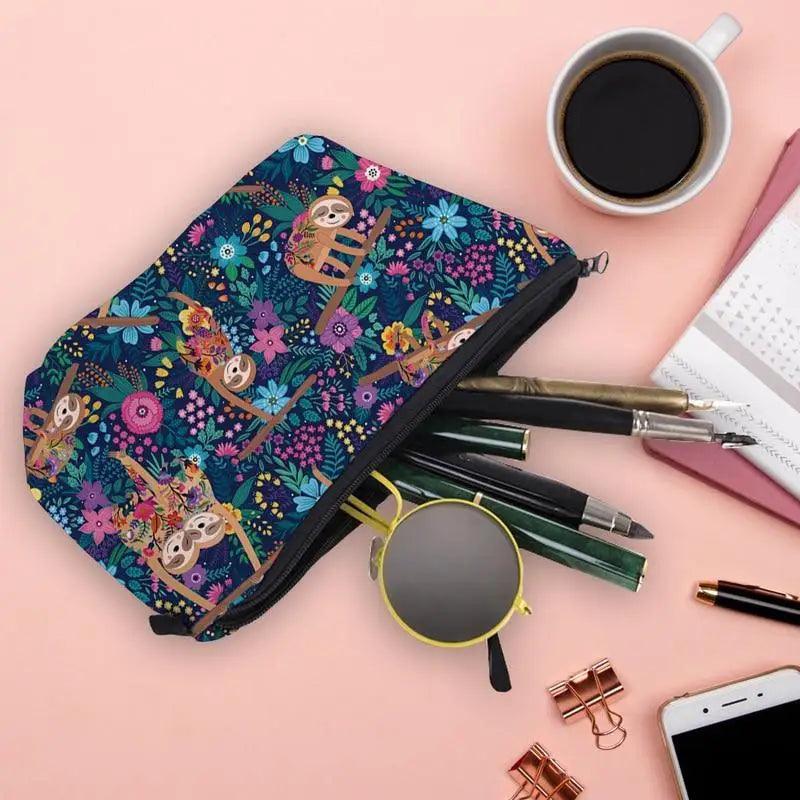 Elegant Multicolor Printed Large Capacity Pencil Case For Students Cute Cartoon Theme Stationary Cosmetic Bag Stevvex