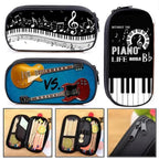 Elegant Music Note Piano Pen Case Holder Stylish Black/White Pencil Bag Guitar Pencil Case Unique Stationery Case For School Stevvex