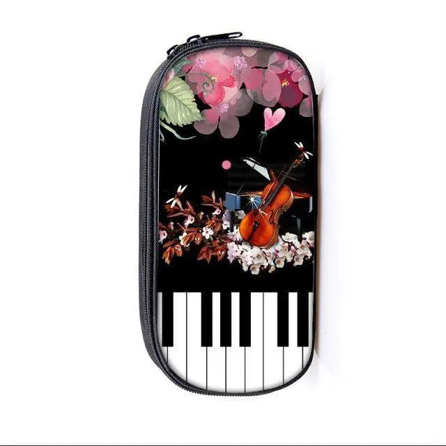 Elegant Music Note Piano Pen Case Holder Stylish Black/White Pencil Bag Guitar Pencil Case Unique Stationery Case For School Stevvex