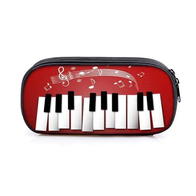 Elegant Music Note Piano Pen Case Holder Stylish Black/White Pencil Bag Guitar Pencil Case Unique Stationery Case For School Stevvex
