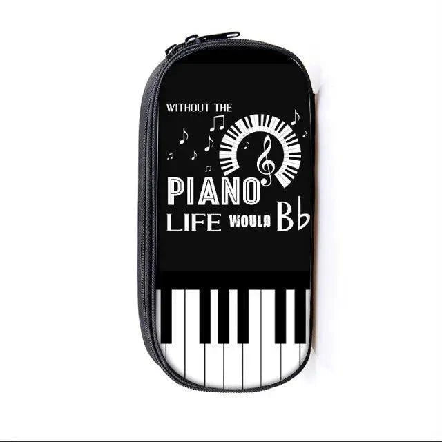 Elegant Music Note Piano Pen Case Holder Stylish Black/White Pencil Bag Guitar Pencil Case Unique Stationery Case For School Stevvex