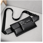 Elegant New Black Mens Leather Waist Bag Adjustable Strap Outdoors  Fanny Pack Comfortable Luxury Design For Men Stevvex