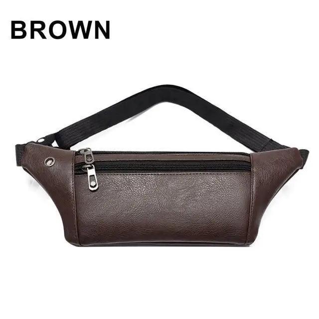 Elegant New Black Mens Leather Waist Bag Adjustable Strap Outdoors  Fanny Pack Comfortable Luxury Design For Men Stevvex
