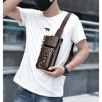 Elegant New Black Mens Leather Waist Bag Adjustable Strap Outdoors  Fanny Pack Comfortable Luxury Design For Men Stevvex