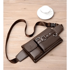 Elegant New Black Mens Leather Waist Bag Adjustable Strap Outdoors  Fanny Pack Comfortable Luxury Design For Men Stevvex