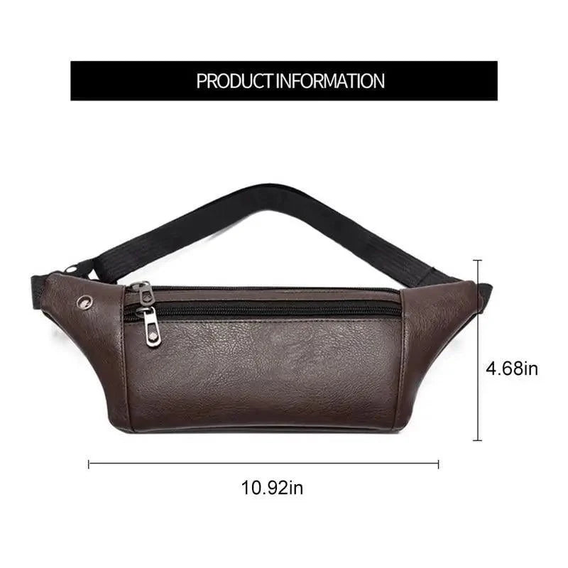 Elegant New Black Mens Leather Waist Bag Adjustable Strap Outdoors  Fanny Pack Comfortable Luxury Design For Men Stevvex