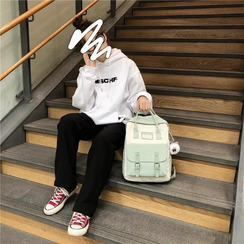 Elegant Nylon Candy Color Waterproof School Bags for Teenagers Girls And Women Nice Patchwork On Backpack For Female Stevvex