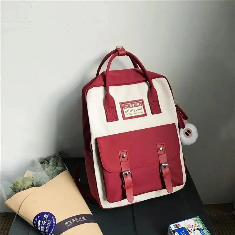Elegant Nylon Candy Color Waterproof School Bags for Teenagers Girls And Women Nice Patchwork On Backpack For Female Stevvex