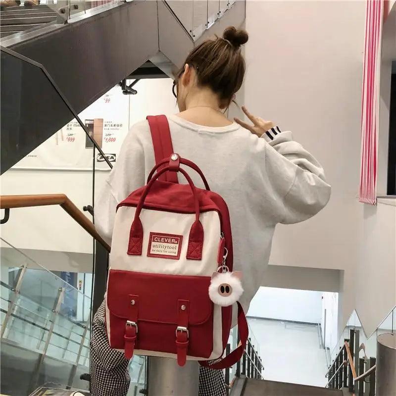 Elegant Nylon Candy Color Waterproof School Bags for Teenagers Girls And Women Nice Patchwork On Backpack For Female Stevvex