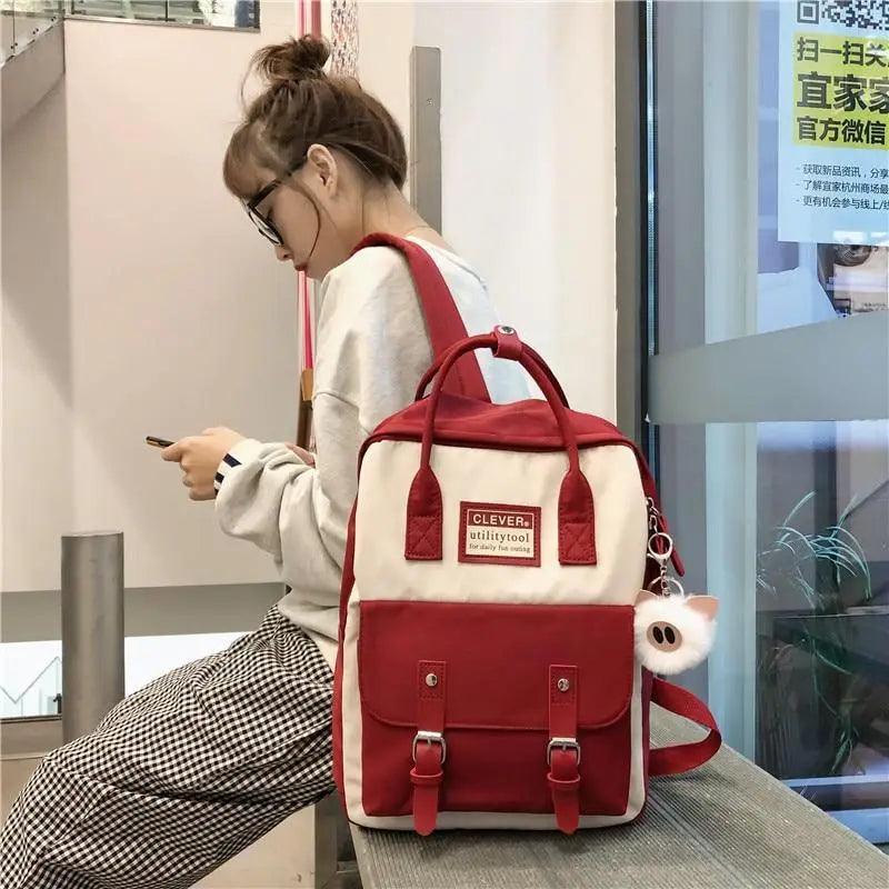 Elegant Nylon Candy Color Waterproof School Bags for Teenagers Girls And Women Nice Patchwork On Backpack For Female Stevvex
