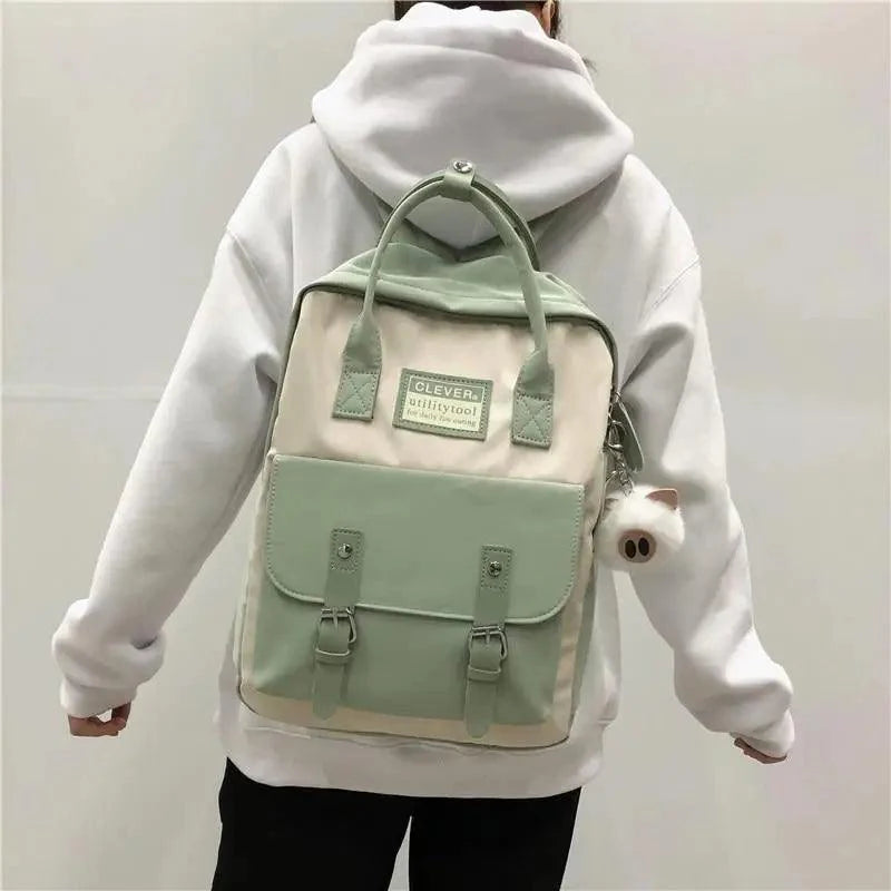 Elegant Nylon Candy Color Waterproof School Bags for Teenagers Girls And Women Nice Patchwork On Backpack For Female Stevvex