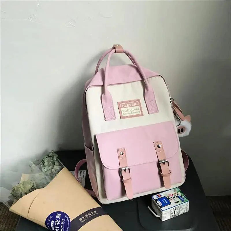 Elegant Nylon Candy Color Waterproof School Bags for Teenagers Girls And Women Nice Patchwork On Backpack For Female Stevvex