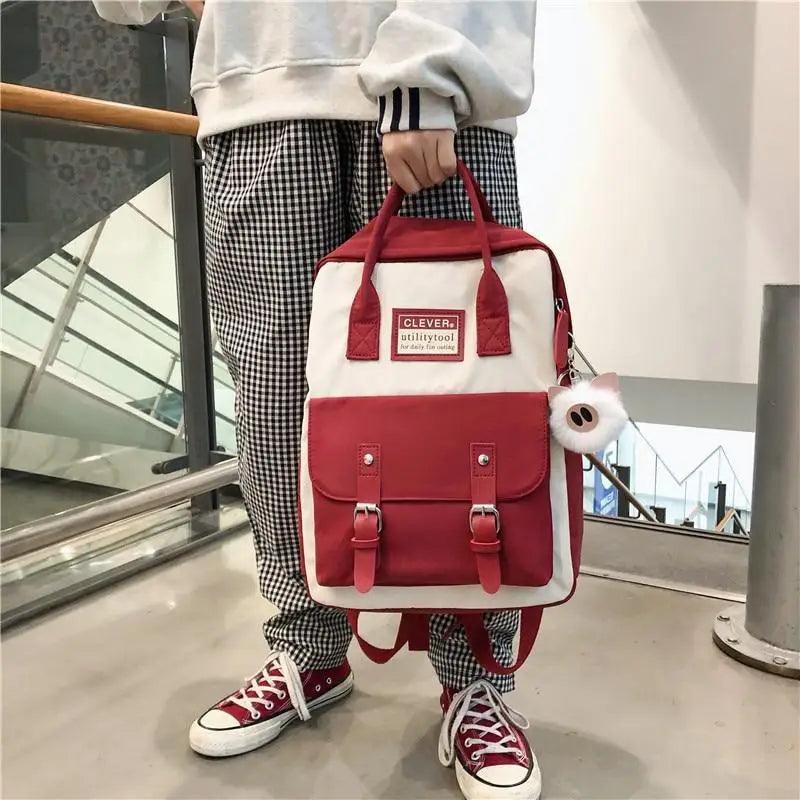 Elegant Nylon Candy Color Waterproof School Bags for Teenagers Girls And Women Nice Patchwork On Backpack For Female Stevvex