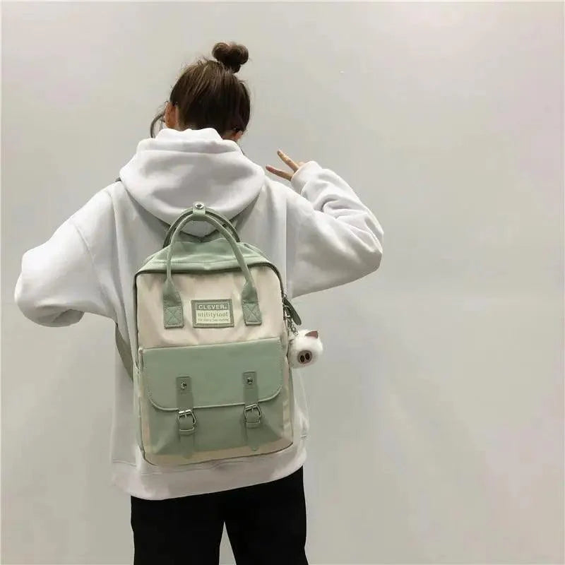 Elegant Nylon Candy Color Waterproof School Bags for Teenagers Girls And Women Nice Patchwork On Backpack For Female Stevvex