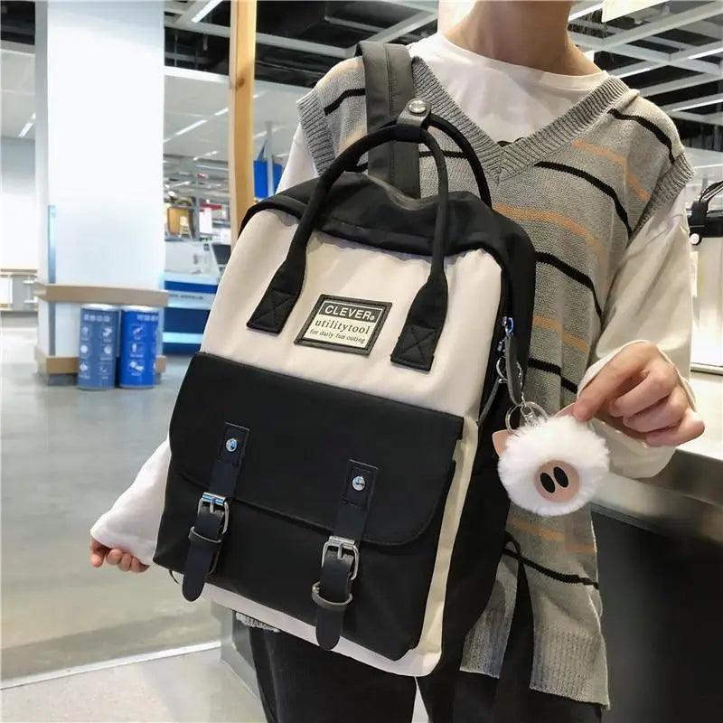 Elegant Nylon Candy Color Waterproof School Bags for Teenagers Girls And Women Nice Patchwork On Backpack For Female Stevvex
