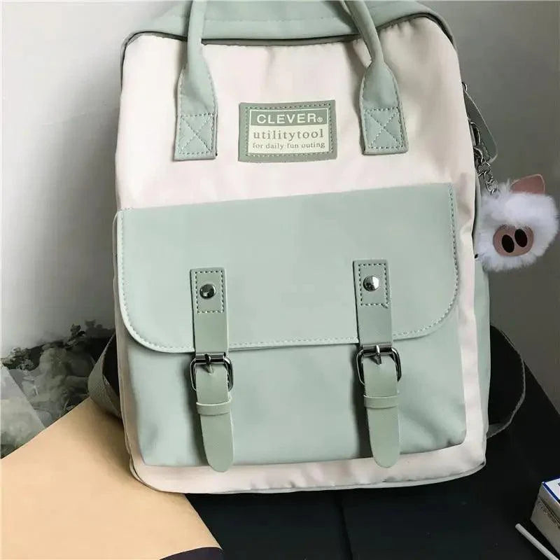 Elegant Nylon Candy Color Waterproof School Bags for Teenagers Girls And Women Nice Patchwork On Backpack For Female Stevvex