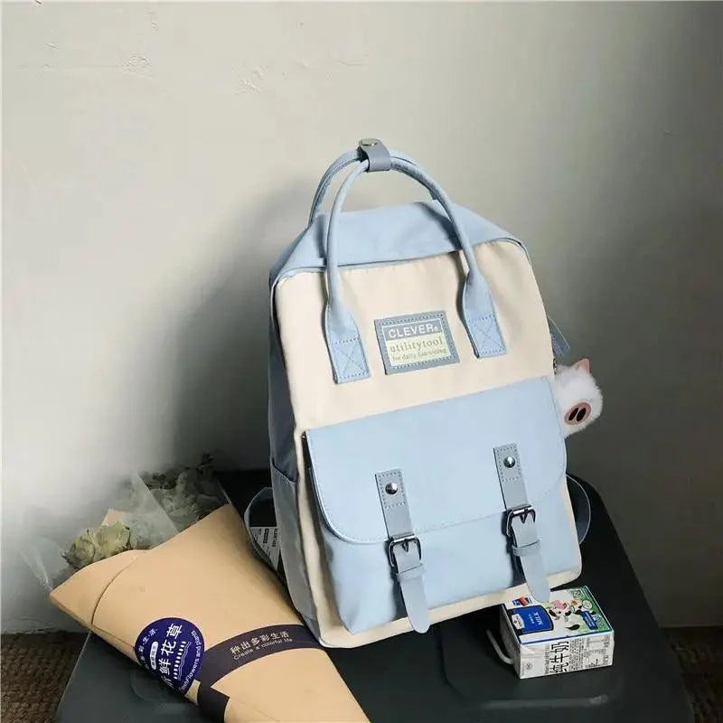 Elegant Nylon Candy Color Waterproof School Bags for Teenagers Girls And Women Nice Patchwork On Backpack For Female Stevvex