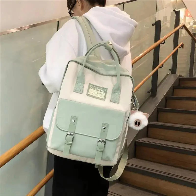 Elegant Nylon Candy Color Waterproof School Bags for Teenagers Girls And Women Nice Patchwork On Backpack For Female Stevvex
