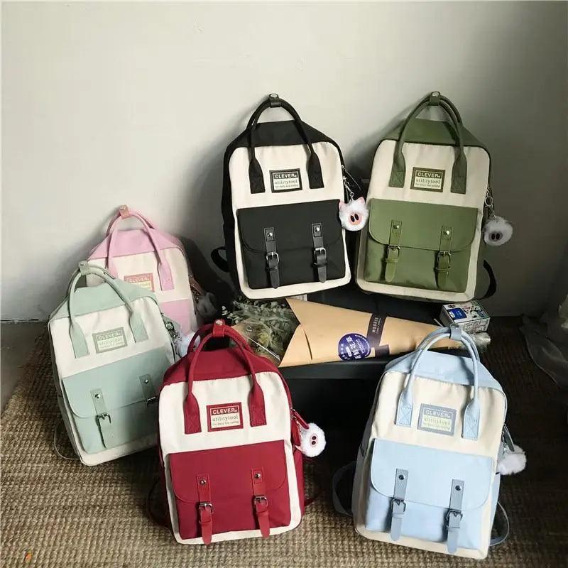 Elegant Nylon Candy Color Waterproof School Bags for Teenagers Girls And Women Nice Patchwork On Backpack For Female Stevvex