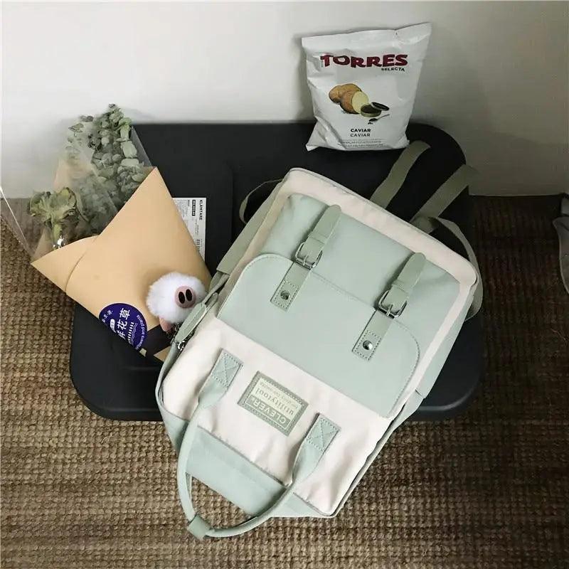 Elegant Nylon Candy Color Waterproof School Bags for Teenagers Girls And Women Nice Patchwork On Backpack For Female Stevvex