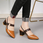 Elegant Office Sandals Women's Summer New Pointy Sandals Fashion Woman Shoes Low Flats Shoes Mules Slip On Closed Toe Low Heels Sandal Cute Shoes Stevvex