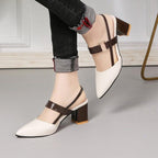 Elegant Office Sandals Women's Summer New Pointy Sandals Fashion Woman Shoes Low Flats Shoes Mules Slip On Closed Toe Low Heels Sandal Cute Shoes Stevvex
