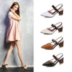 Elegant Office Sandals Women's Summer New Pointy Sandals Fashion Woman Shoes Low Flats Shoes Mules Slip On Closed Toe Low Heels Sandal Cute Shoes Stevvex