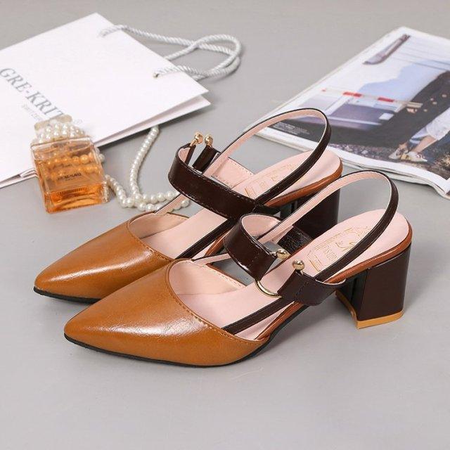 Elegant Office Sandals Women's Summer New Pointy Sandals Fashion Woman Shoes Low Flats Shoes Mules Slip On Closed Toe Low Heels Sandal Cute Shoes Stevvex