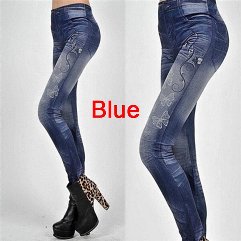 Elegant One Size Women Leggings Jeans Pants With Pocket Slim Leggings Women Fitness Blue Black Women's Classic Legging With Pockets Stretch Elastic Leggings Jeans Stevvex