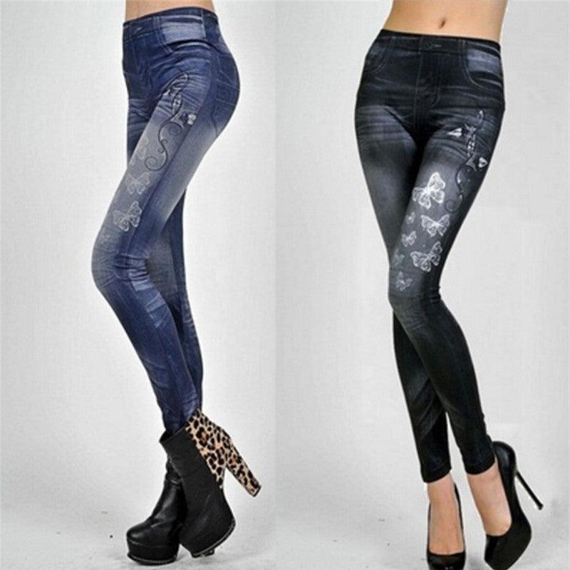 Elegant One Size Women Leggings Jeans Pants With Pocket Slim Leggings Women Fitness Blue Black Women's Classic Legging With Pockets Stretch Elastic Leggings Jeans Stevvex