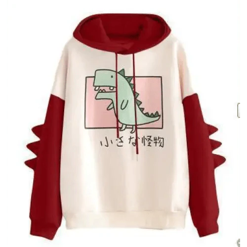 Elegant Oversized Hoodies Women Fashion Splice Dinosaur Print Sweatshirt Tops Casual Long Sleeve Clothes casualSpring Autumn Long Sleeve Dinosaur Sweatshirt Cartoon Design Cute Hoodies for Teens Girls Stevvex