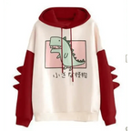 Elegant Oversized Hoodies Women Fashion Splice Dinosaur Print Sweatshirt Tops Casual Long Sleeve Clothes casualSpring Autumn Long Sleeve Dinosaur Sweatshirt Cartoon Design Cute Hoodies for Teens Girls Stevvex