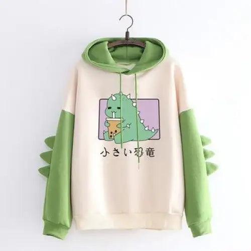 Elegant Oversized Hoodies Women Fashion Splice Dinosaur Print Sweatshirt Tops Casual Long Sleeve Clothes casualSpring Autumn Long Sleeve Dinosaur Sweatshirt Cartoon Design Cute Hoodies for Teens Girls Stevvex